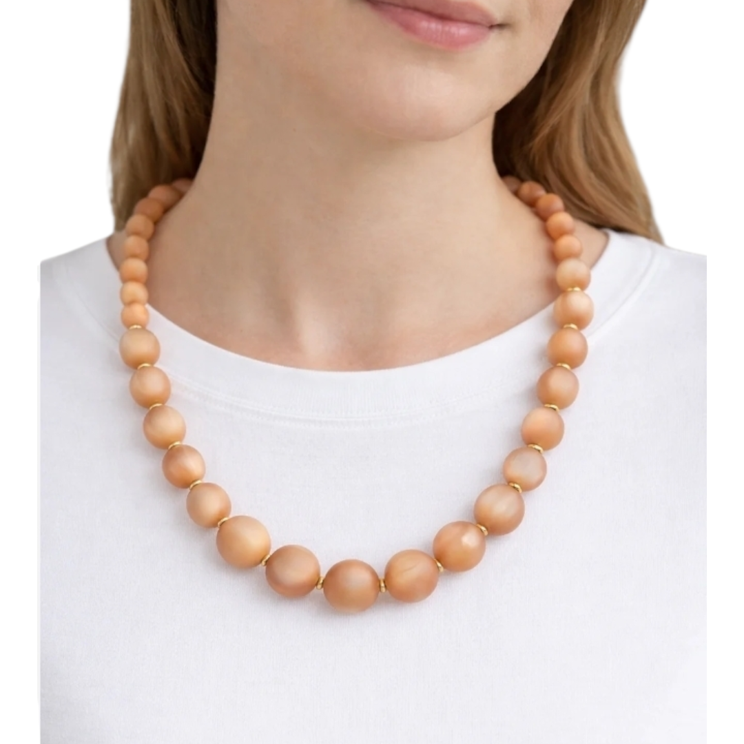 Halskette Kurzkette mit Space Beige Lachs Perlen Nickelfrei Sweet7