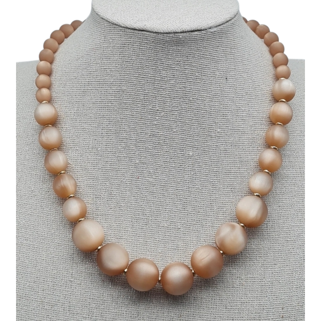 Halskette Kurzkette mit Space Beige Lachs Perlen Nickelfrei Sweet7