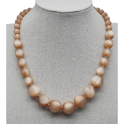 Halskette Kurzkette mit Space Beige Lachs Perlen Nickelfrei Sweet7