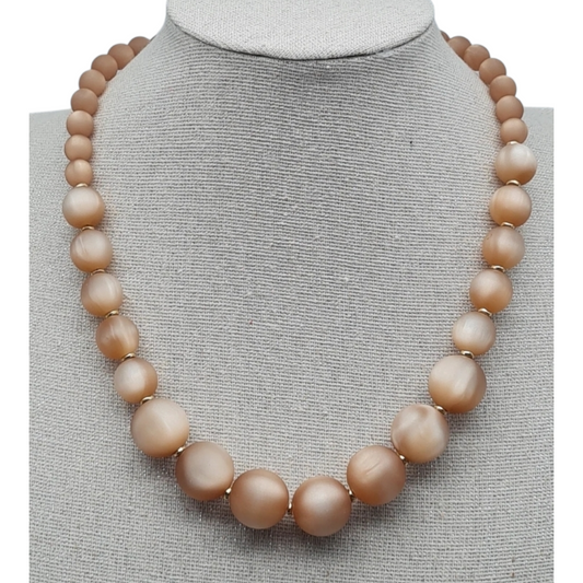 Halskette Kurzkette mit Space Beige Lachs Perlen Nickelfrei Sweet7