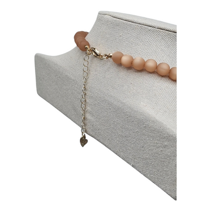 Halskette Kurzkette mit Space Beige Lachs Perlen Nickelfrei Sweet7