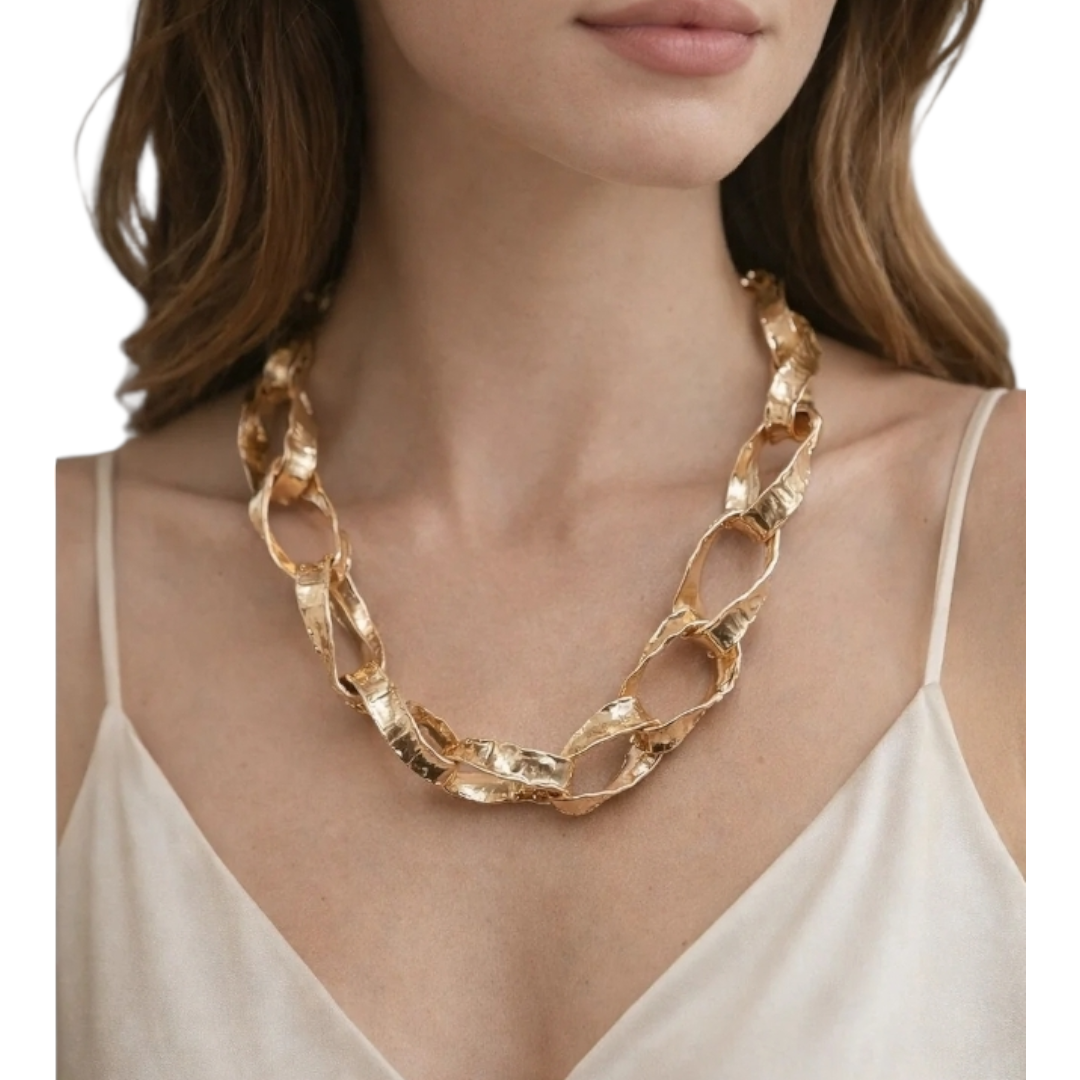 Halskette Kurzkette Große industrial Style Glieder in Goldfarben Sweet7 Nickelfrei