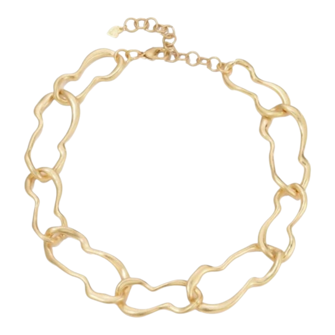 Halskette Goldfarben große Matt-goldene Glieder Nickelfrei Sweet7