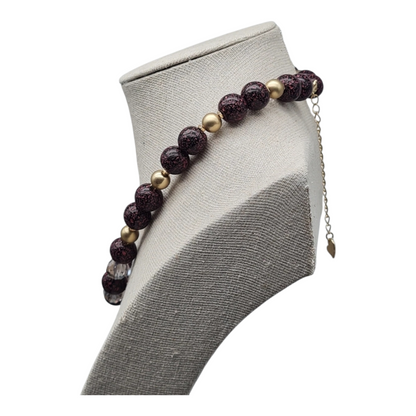 Halskette Kurzkette Schwarz-Lila  Matt Golden Kralen transparente Glasperlen Sweet7