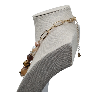 Halskette Kurzkette mit Tiger Eye Stones und Coffee Agate Nickelfrei Sweet7