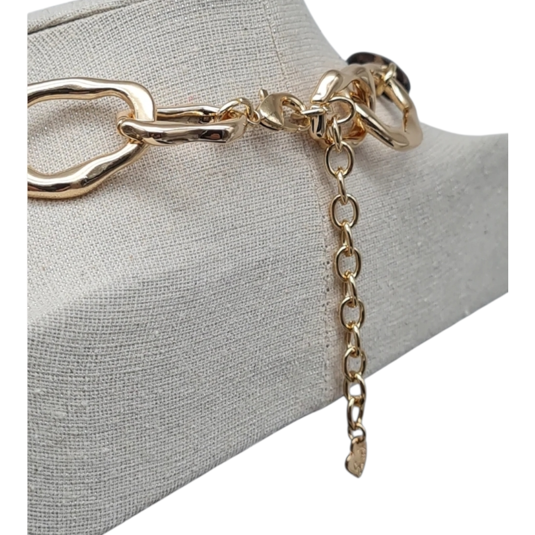 Halskette Kurzkette Goldfarbene Elemente Tierprint Kralen Nickelfrei Sweet7