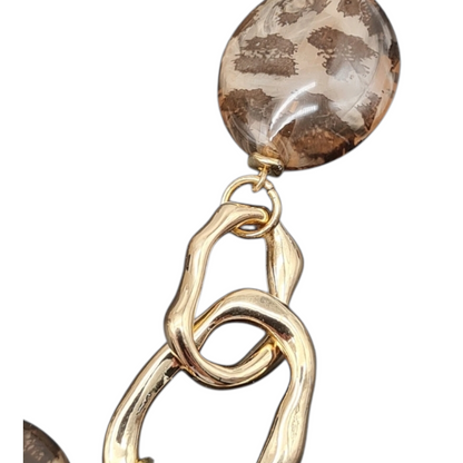 Halskette Kurzkette Goldfarbene Elemente Tierprint Kralen Nickelfrei Sweet7