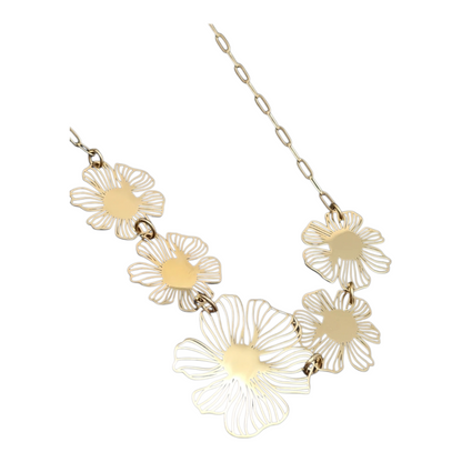 Halskette Goldfarben mit 5 Blumen Nickelfrei Pflanzen Sweet7