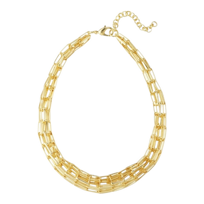 Halskette Statement Kragenkette Netz-Optik Goldfarben Nickelfrei Yehwang