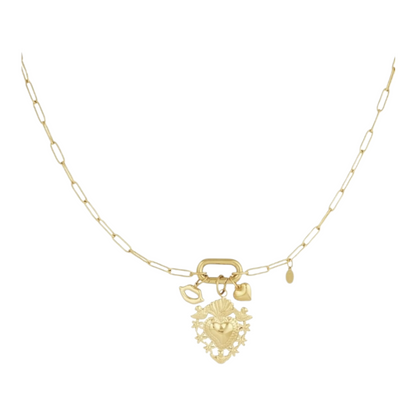 Halskette Charm Haven Halskette Goldfarben Herzanhänger Nickelfrei Yewhang