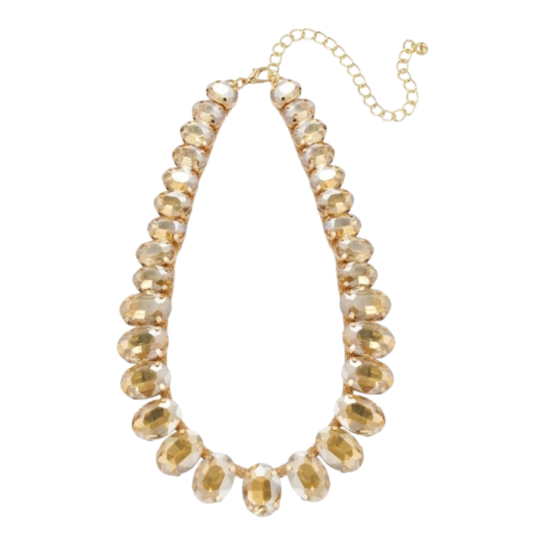 Halskette Champagnerfarbenen Crystal Steine traumhafter Luxus Nickelfrei Yehwang