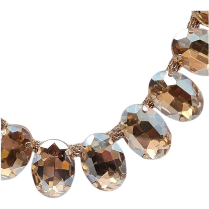 Halskette Champagnerfarbenen Crystal Steine traumhafter Luxus Nickelfrei Yehwang