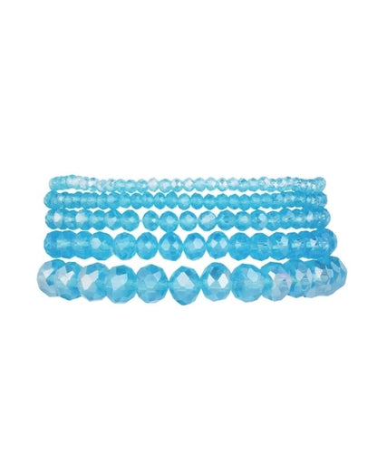 Armband Set 5 Kristallarmbändern Ozean  Hellblau oder Ocean Blau Yehwang