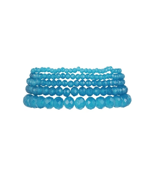 Armband Set 5 Kristallarmbändern Ozean  Hellblau oder Ocean Blau Yehwang