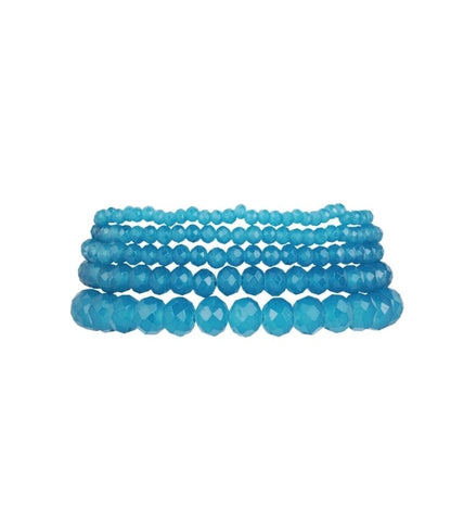 Armband Set 5 Kristallarmbändern Ozean  Hellblau oder Ocean Blau Yehwang