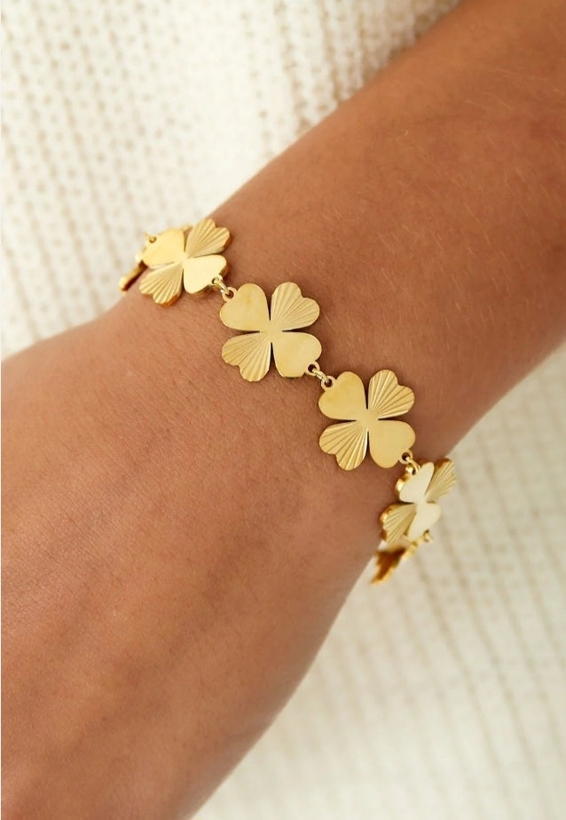 Armband Glücksarmband Kleeblätter in Goldfarben Nickelfrei Yehwang