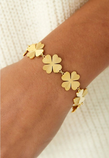 Armband Glücksarmband Kleeblätter in Goldfarben Nickelfrei Yehwang