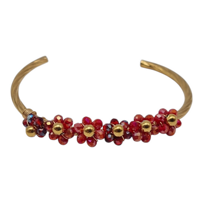 Armreif Blau Korallenrot bunte Blumen Armband Nickelfrei Yehwang