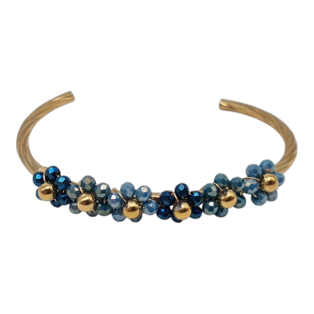 Armreif Blau Korallenrot bunte Blumen Armband Nickelfrei Yehwang