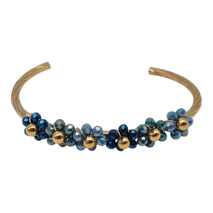 Armreif Blau Korallenrot bunte Blumen Armband Nickelfrei Yehwang