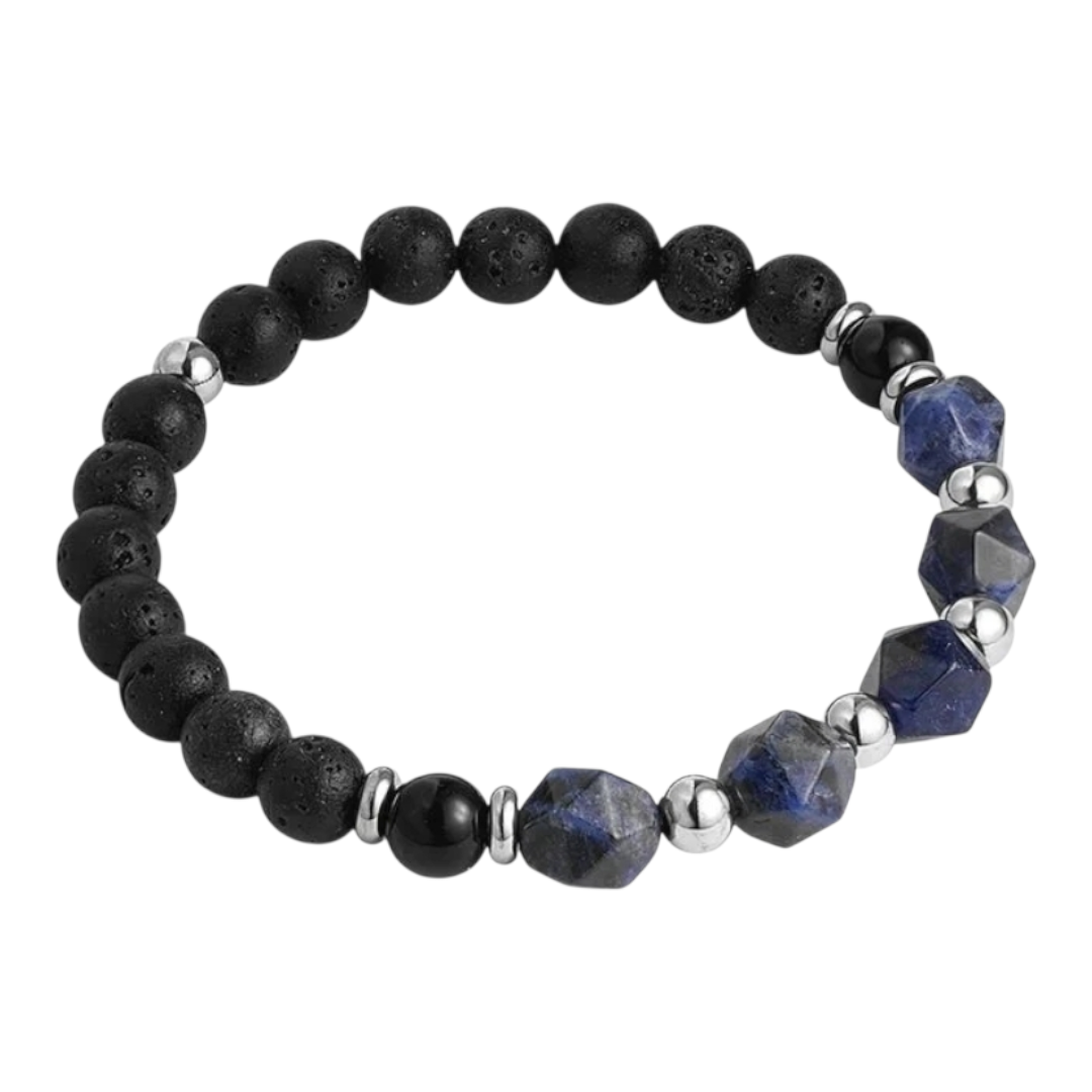 Armband Herrenarmband elastisch Perlen Schwarz-Grau oder Schwarz-Braun Yehwang