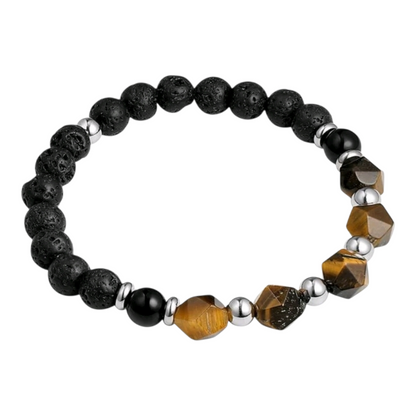 Armband Herrenarmband elastisch Perlen Schwarz-Grau oder Schwarz-Braun Yehwang