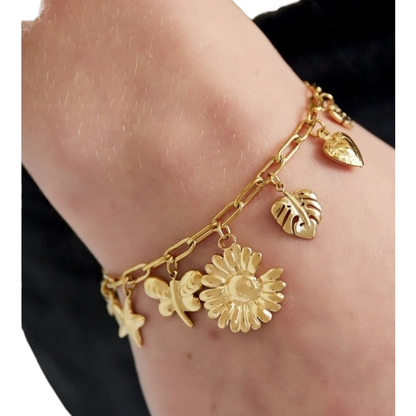 Armband Bettelarmband„Botanical Suprice“ Silber- und Goldfarben Nickelfrei Yehwang