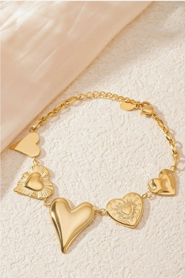 Armband Filigran große Herzen Bettelarmband Nickelfrei Yehwang