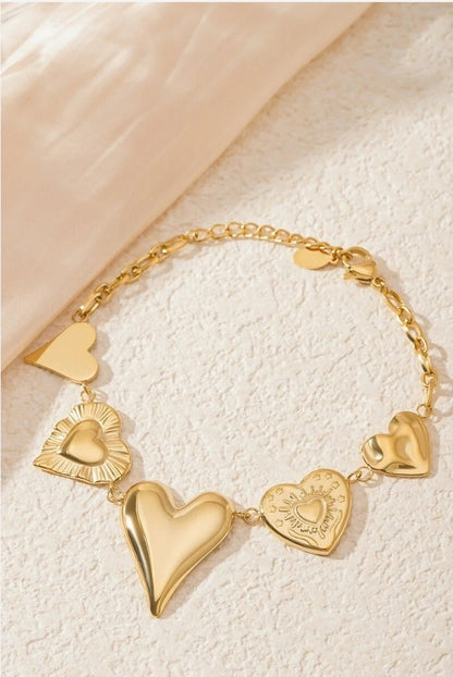 Armband Filigran große Herzen Bettelarmband Nickelfrei Yehwang