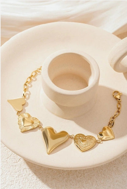 Armband Filigran große Herzen Bettelarmband Nickelfrei Yehwang