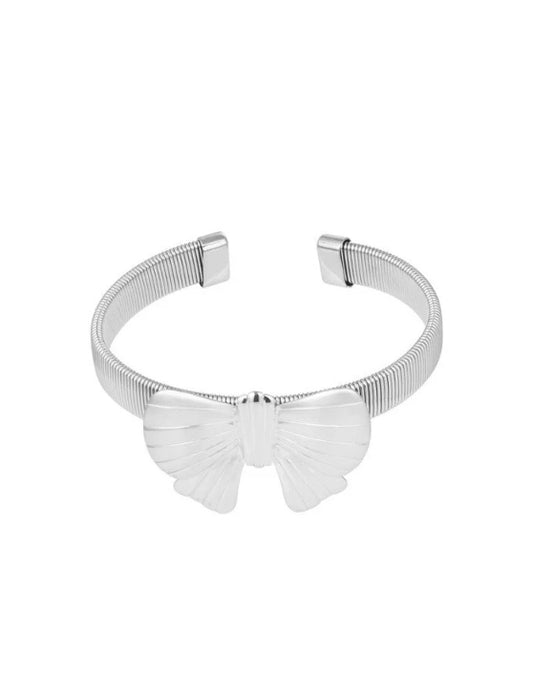 Armreif Schleife One-Size Silberfarben Statement Geschenk Nickelfrei Yehwang