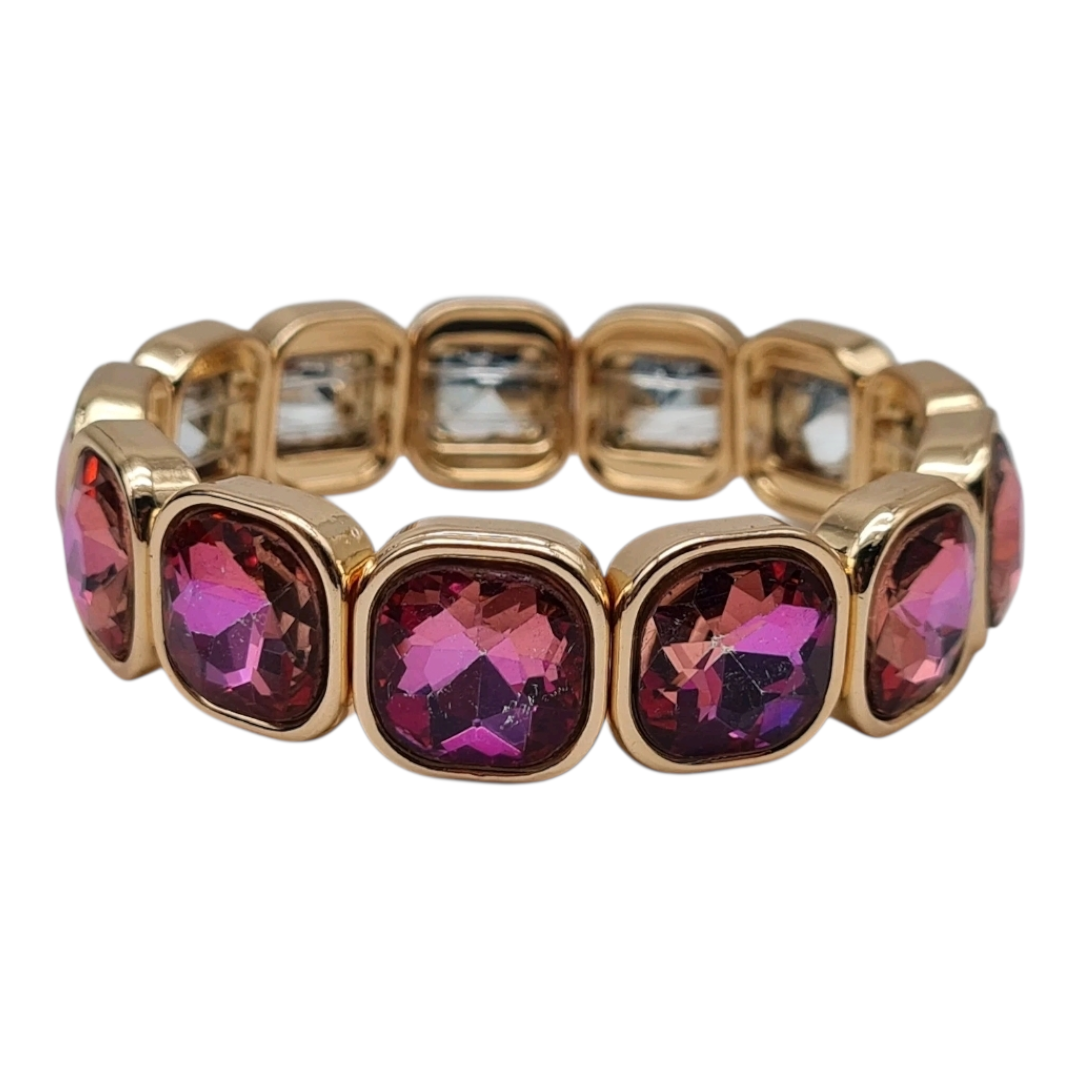 Armband Stretch Straß Silberfarben Goldfarben Rosa Herz Nickelfrei Yehwang