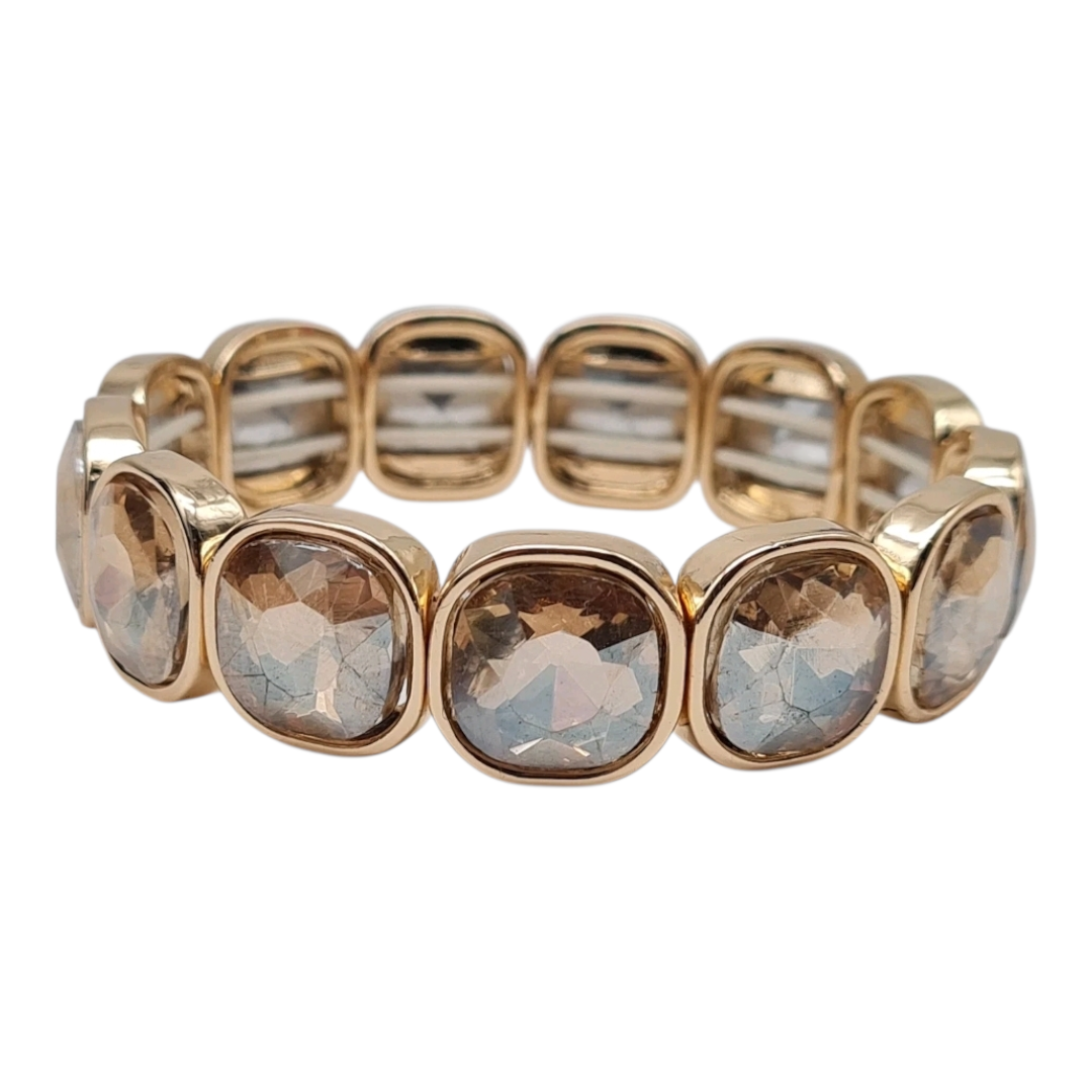 Armband Stretch Straß Silberfarben Goldfarben Rosa Herz Nickelfrei Yehwang