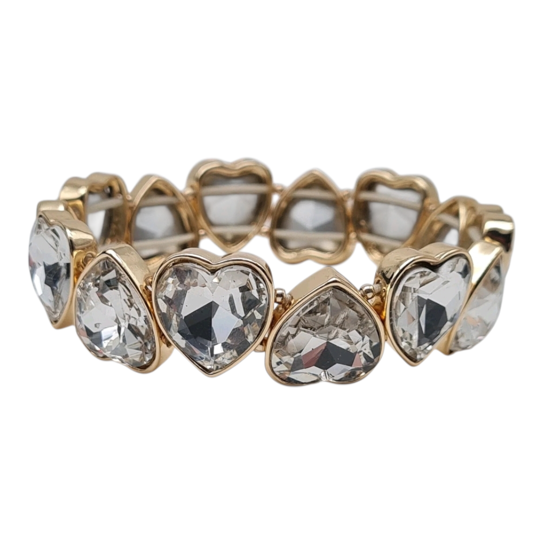 Armband Stretch Straß Silberfarben Goldfarben Rosa Herz Nickelfrei Yehwang