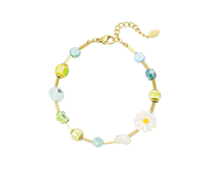 Armband Farbenfrohes Armband Grüne Oase Frühling Gänseblümchen Nickelfrei Yehwang