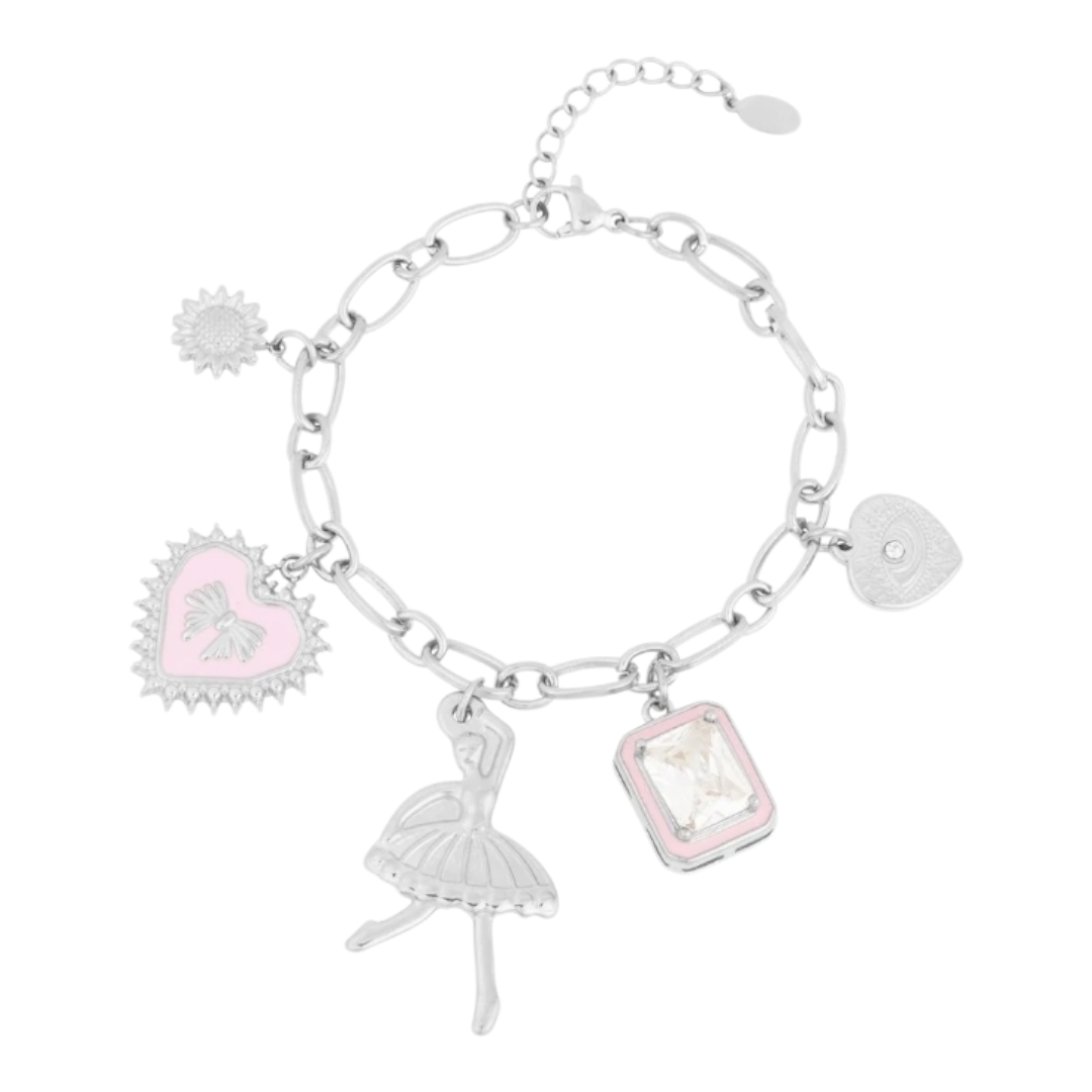 Armband Charm-Armband bunte Tänzerin Silber- und Goldfarben Nickelfrei Yehwang