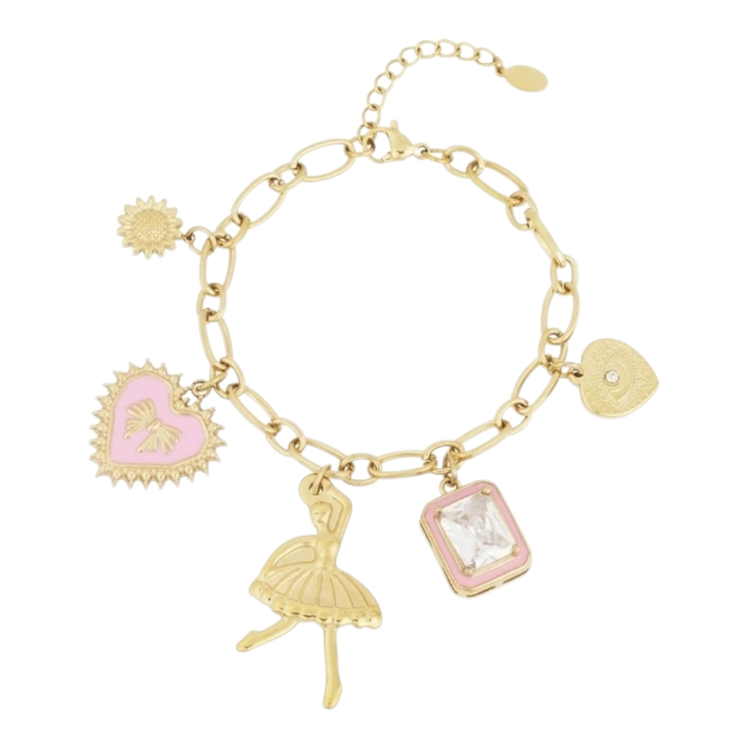 Armband Charm-Armband bunte Tänzerin Silber- und Goldfarben Nickelfrei Yehwang