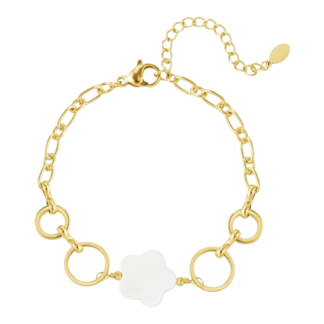 Armband Blume und Ringe goldfarben Muschel Elegant Luxus Urlaub Nickelfrei Yehwang
