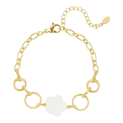Armband Blume und Ringe goldfarben Muschel Elegant Luxus Urlaub Nickelfrei Yehwang