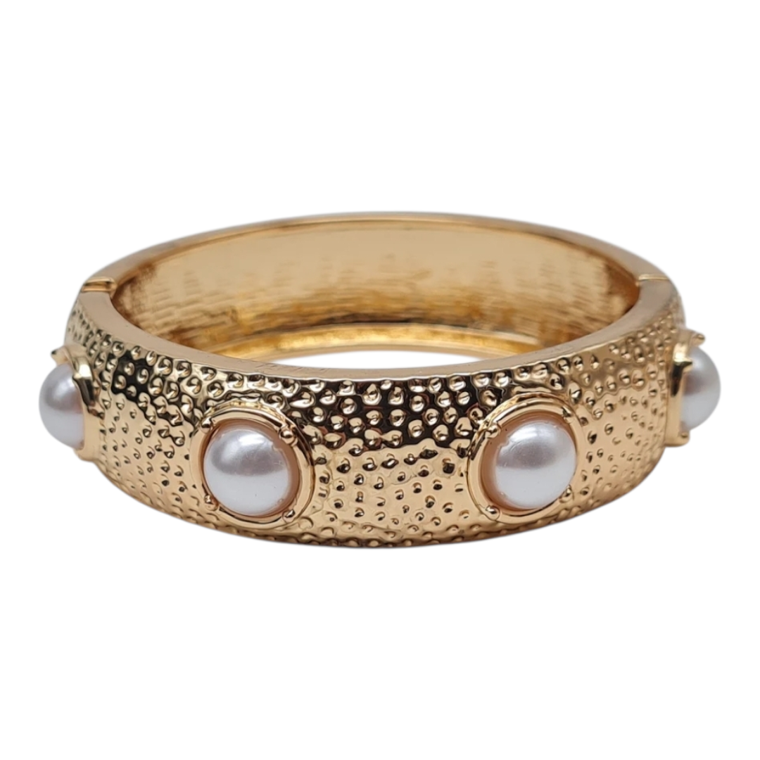 Klapp-Armband Goldfarben Kunstperlen Nickelfrei stilvoll elegant Luxus Yehwang