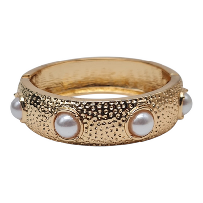 Klapp-Armband Goldfarben Kunstperlen Nickelfrei stilvoll elegant Luxus Yehwang