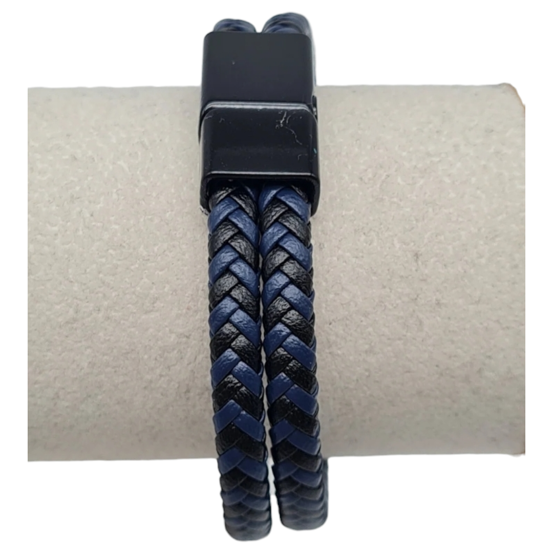 Armband Herrenarmband Schwarz geflochten Blau doppelarmband nickelfrei Yehwang