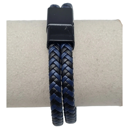 Armband Herrenarmband Schwarz geflochten Blau doppelarmband nickelfrei Yehwang