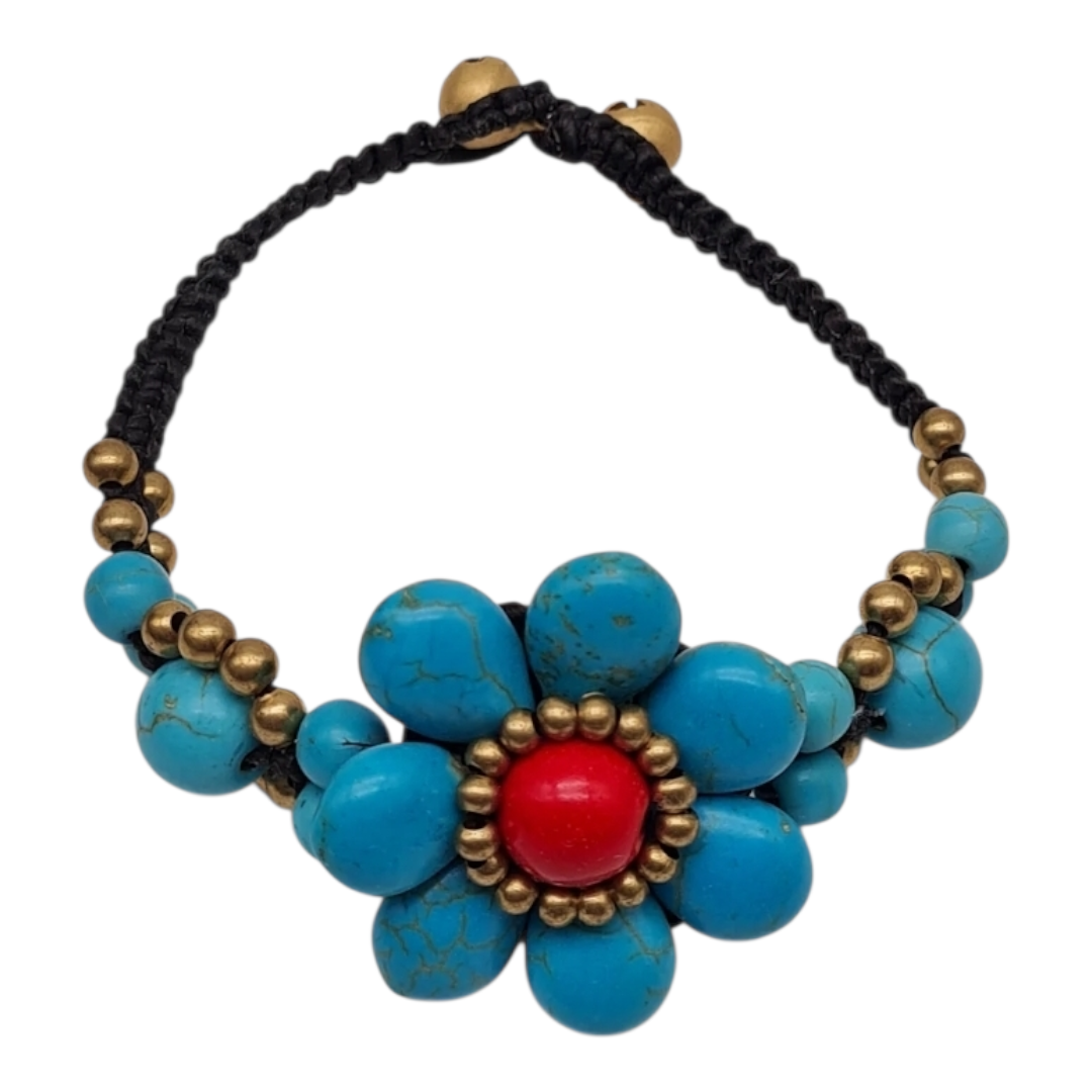 Armband Türkis Stretch Vintage Used-Look Bauern Silberfarben Nickelfrei Yehwang