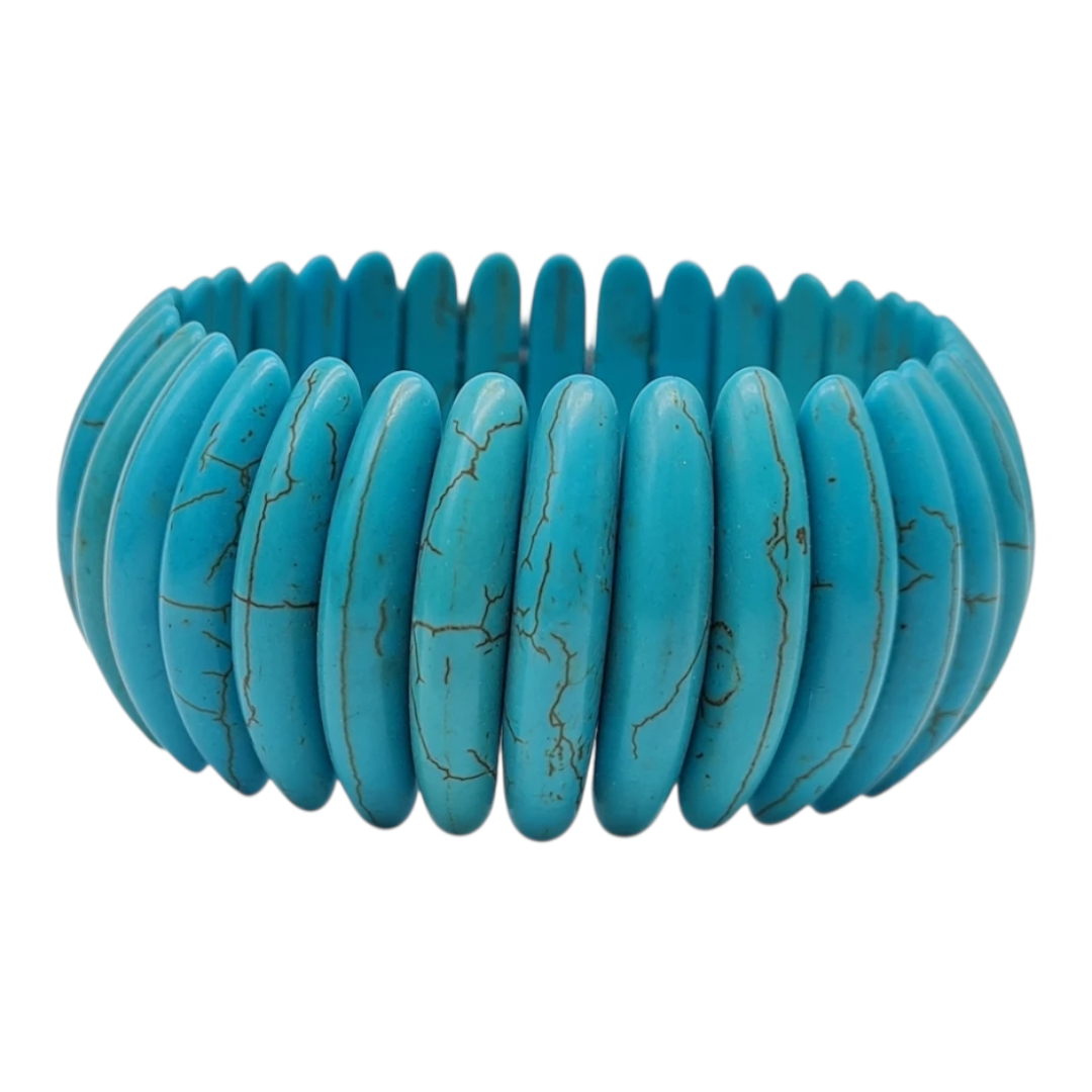 Armband Türkis Stretch Vintage Used-Look Bauern Silberfarben Nickelfrei Yehwang