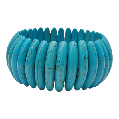 Armband Türkis Stretch Vintage Used-Look Bauern Silberfarben Nickelfrei Yehwang