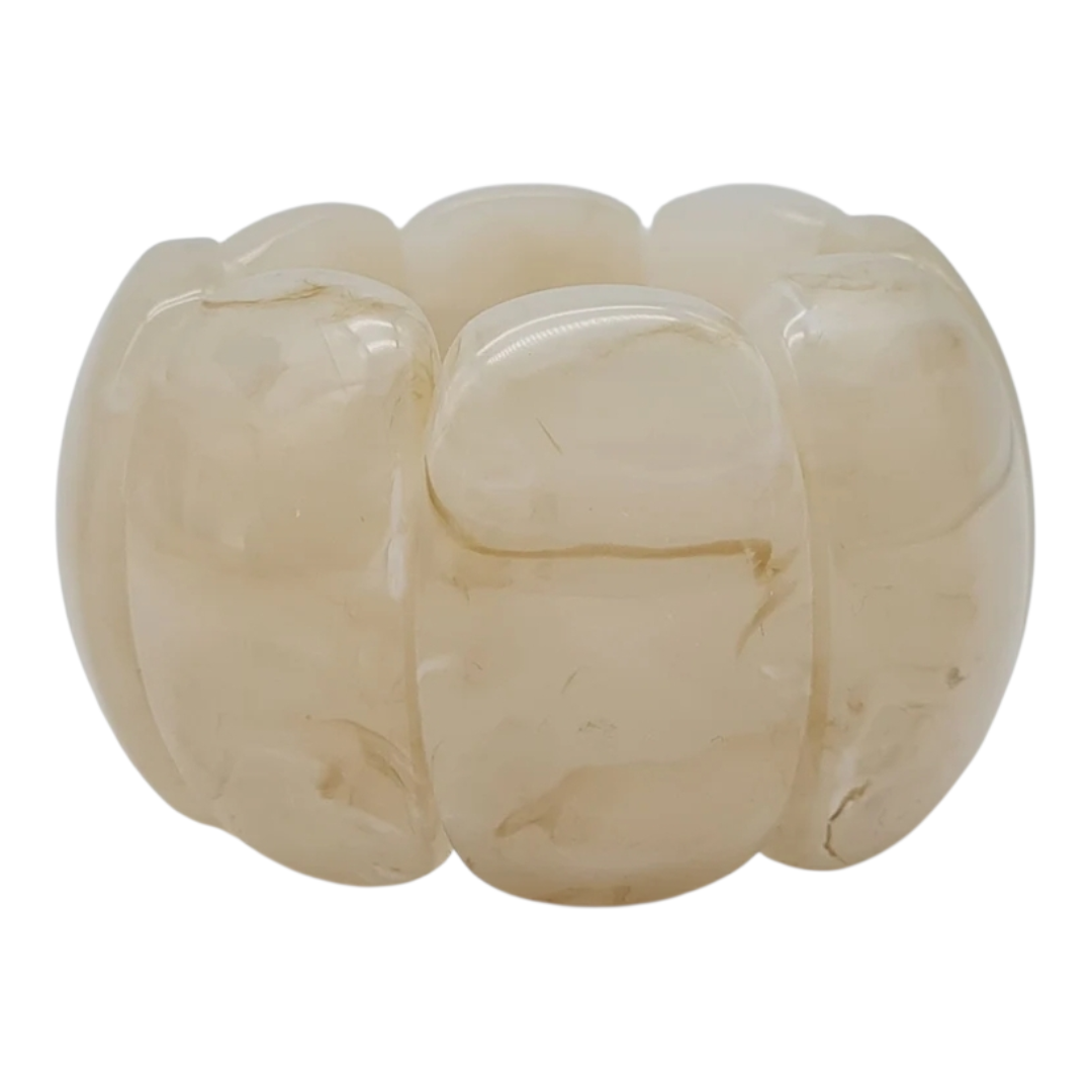 Armband Acryl Stretch Marmor Look Creme und Schwarz Nickelfrei trend 2026 Yehwang