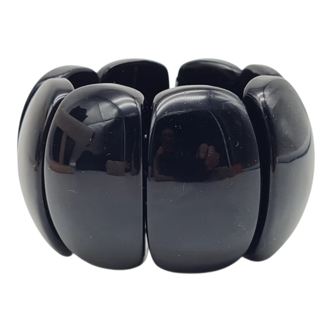 Armband Acryl Stretch Marmor Look Creme und Schwarz Nickelfrei trend 2026 Yehwang