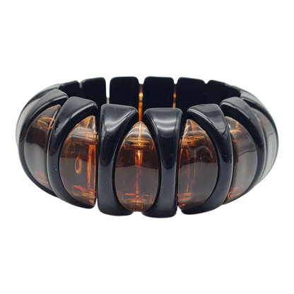 Armband elastisch Retro nickelfrei Acryl Braun schwarz creme Rauchbraun