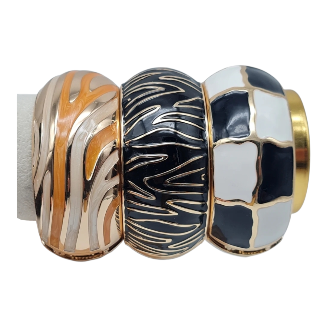 Armband Klapp-Armband Schwarz Weiß Gold Orange Nickelfrei Cosmos